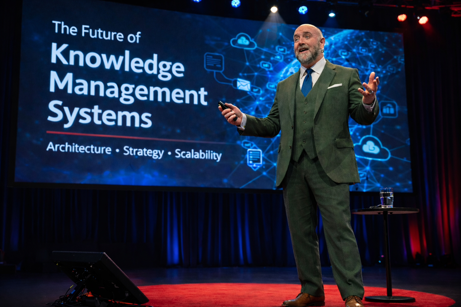 Joshua Bechtel presenting knowledge architecture concepts